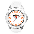 Unisex Sport Silver-Tone Polyurethane Strap Watch W/ Orange Marker